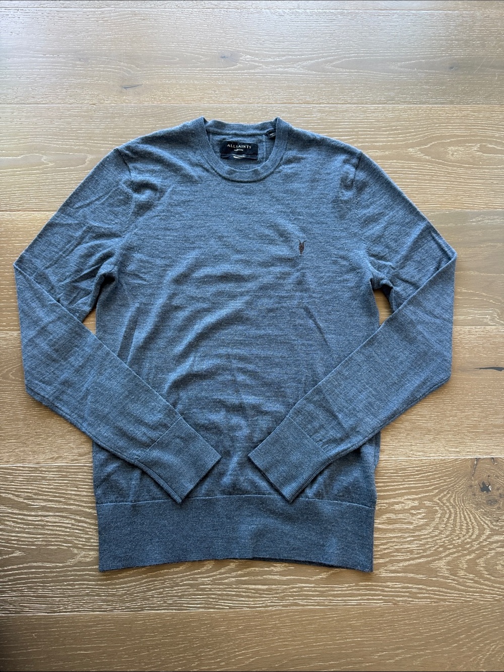 All Saints Men's Crewneck Sweater — Heather Blue/Gray